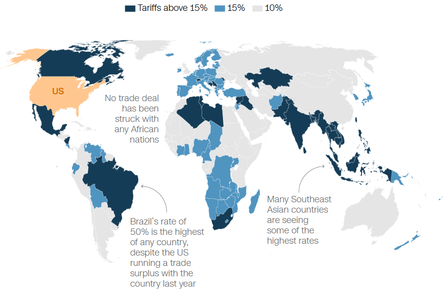 Global trading partners affected by President Donald Trump's new tariffs