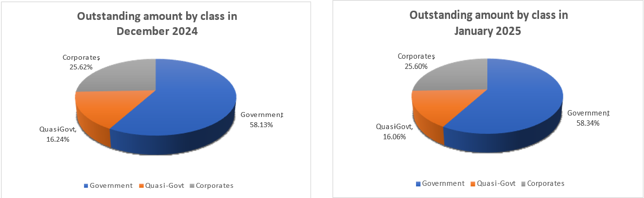 Outstanding Amount by Class in December 24 - January 25